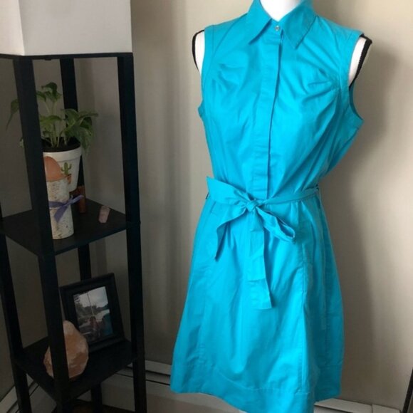 **NY & CO* Blue Tie-Front Sleeveless Shirt Dress Size Medium - Picture 1 of 5